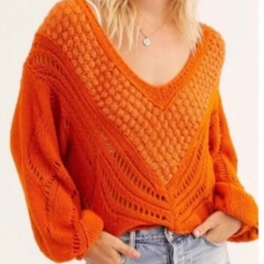 Free People Orange Sweater